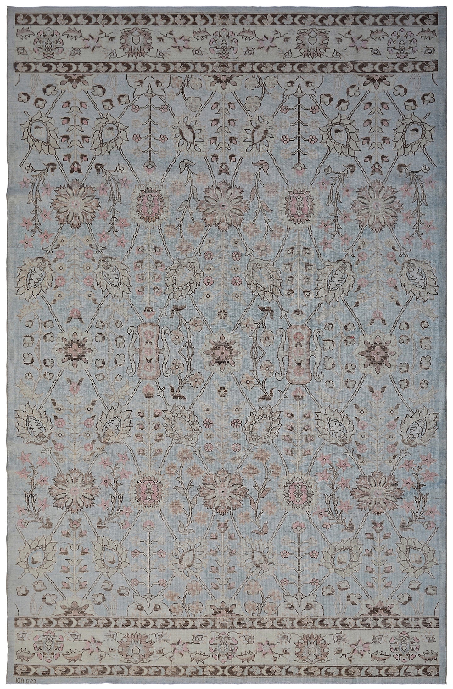 6'x9' Ariana Tabriz design Blue Brown Rug