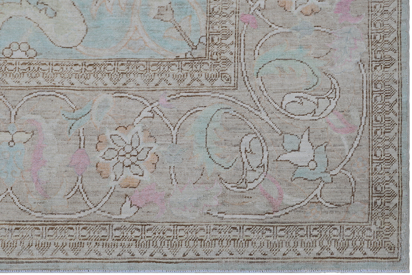 6'x9' Ariana Tabriz Design Blue Ivory Cream Brown Rug