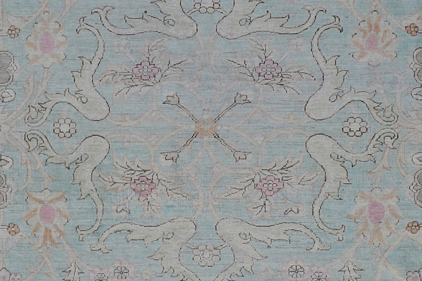 6'x9' Ariana Tabriz Design Blue Ivory Cream Brown Rug