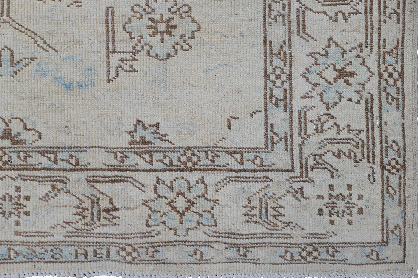 3'x9' Ariana Caucasian Design Ivory Brown Blue Hazara Runner Rug