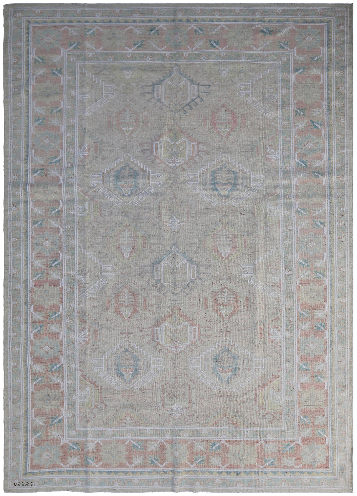 5'x8' Ariana Caucasian Design Ivory Blue Copper Cream Hazara Rug