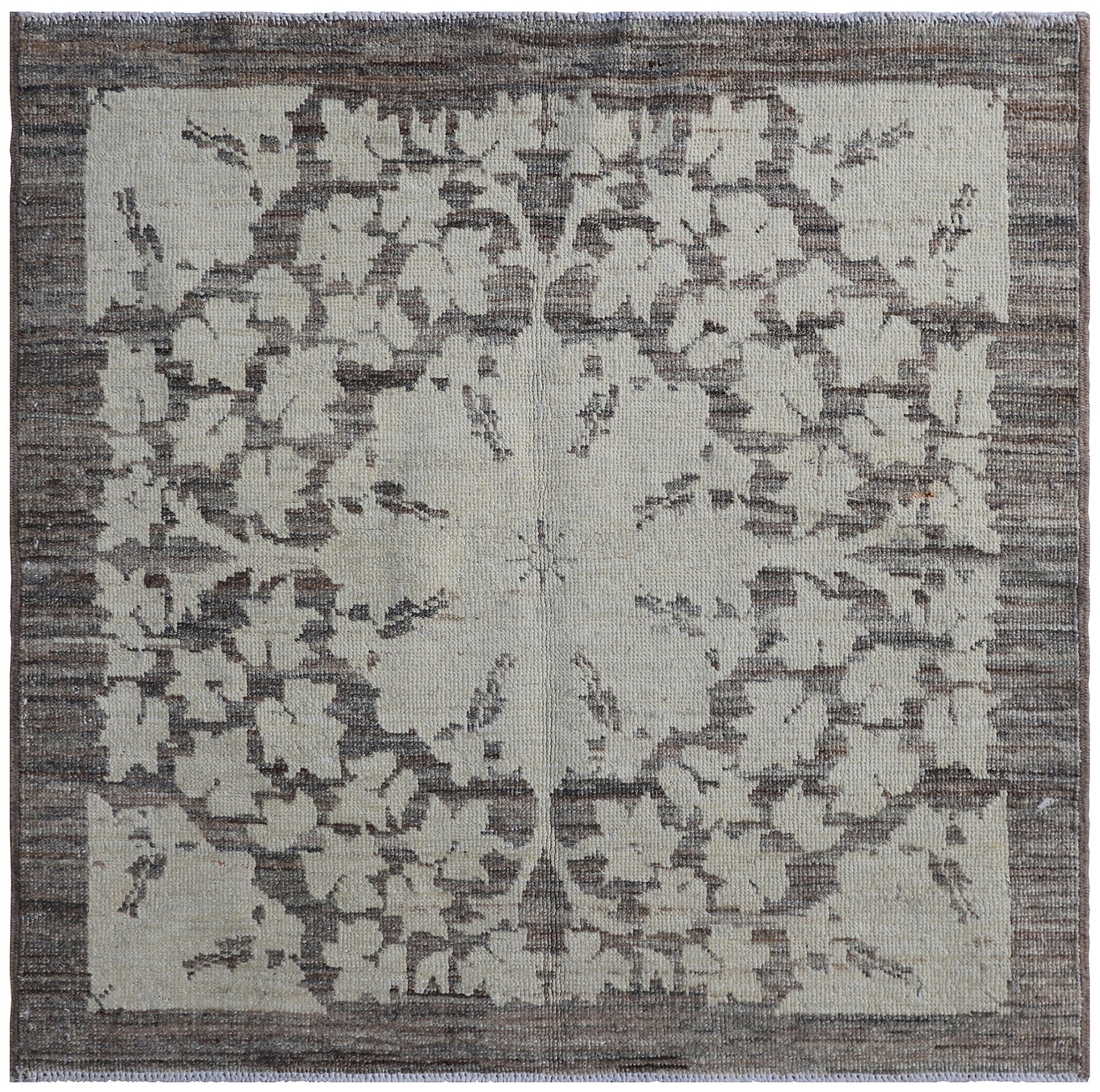 2'x2' Ariana Floral Square Brown Ivory Rug