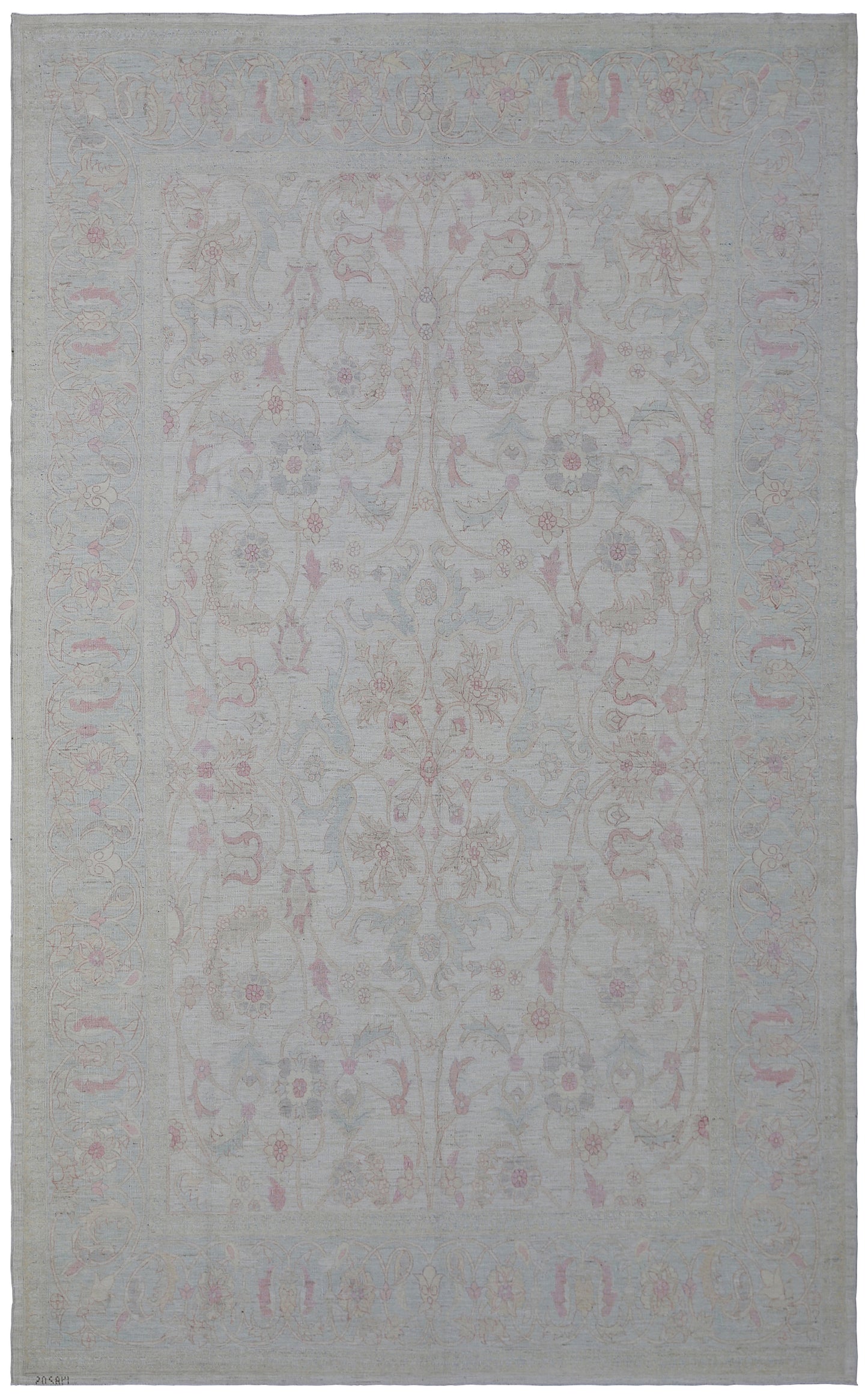 6'x10' Ariana Tabriz Design Ivory Blue Pink Rug