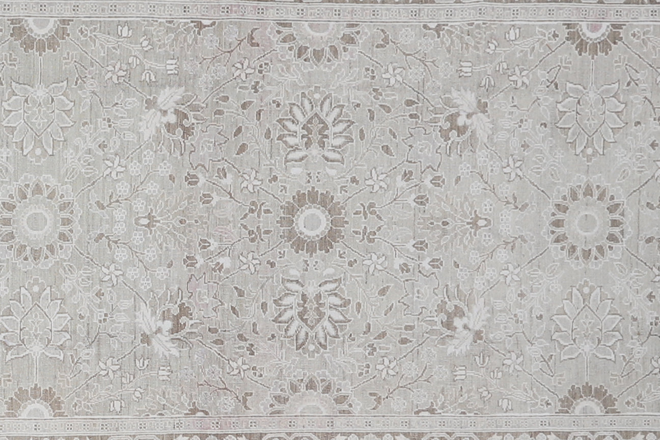 4'x15' Ariana Tabriz Design Grey with Cotton highlight Runner Rug