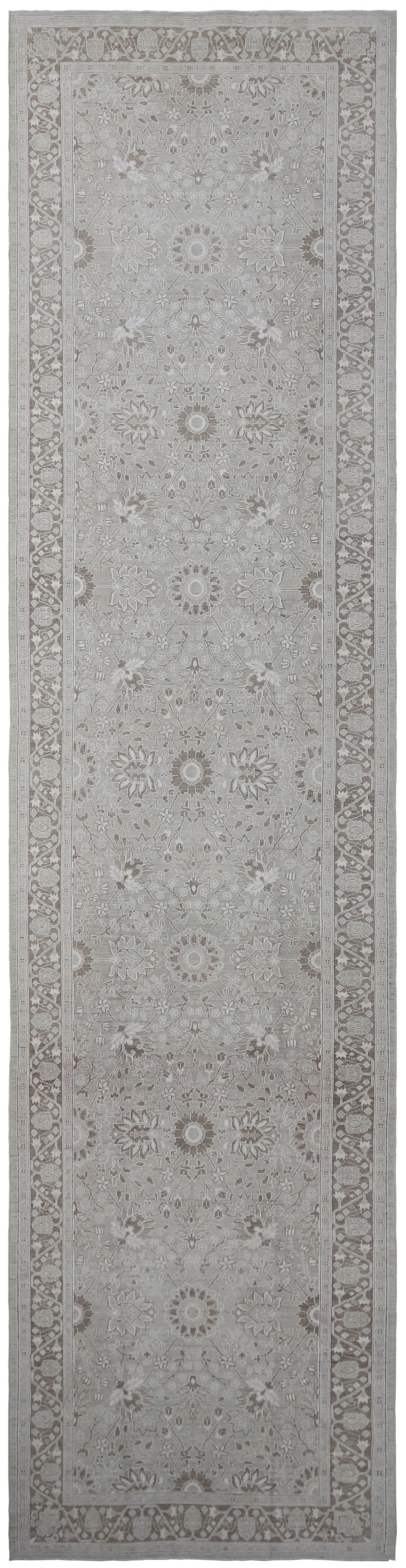 4'x15' Ariana Tabriz Design Grey with Cotton highlight Runner Rug