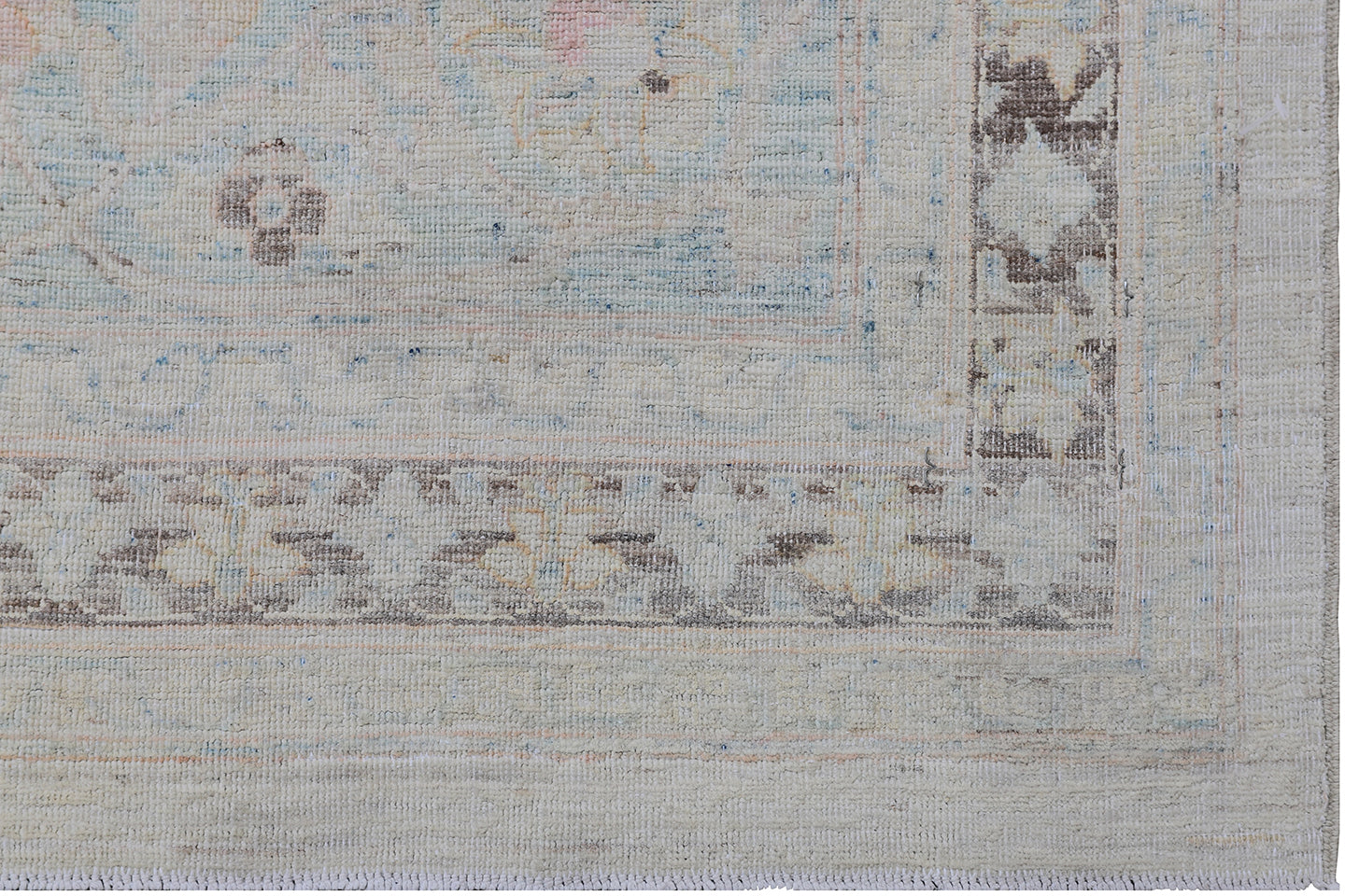 10'x13' Ariana Tabriz Design Earth Tone Ivory Blue Rose Brown Rug