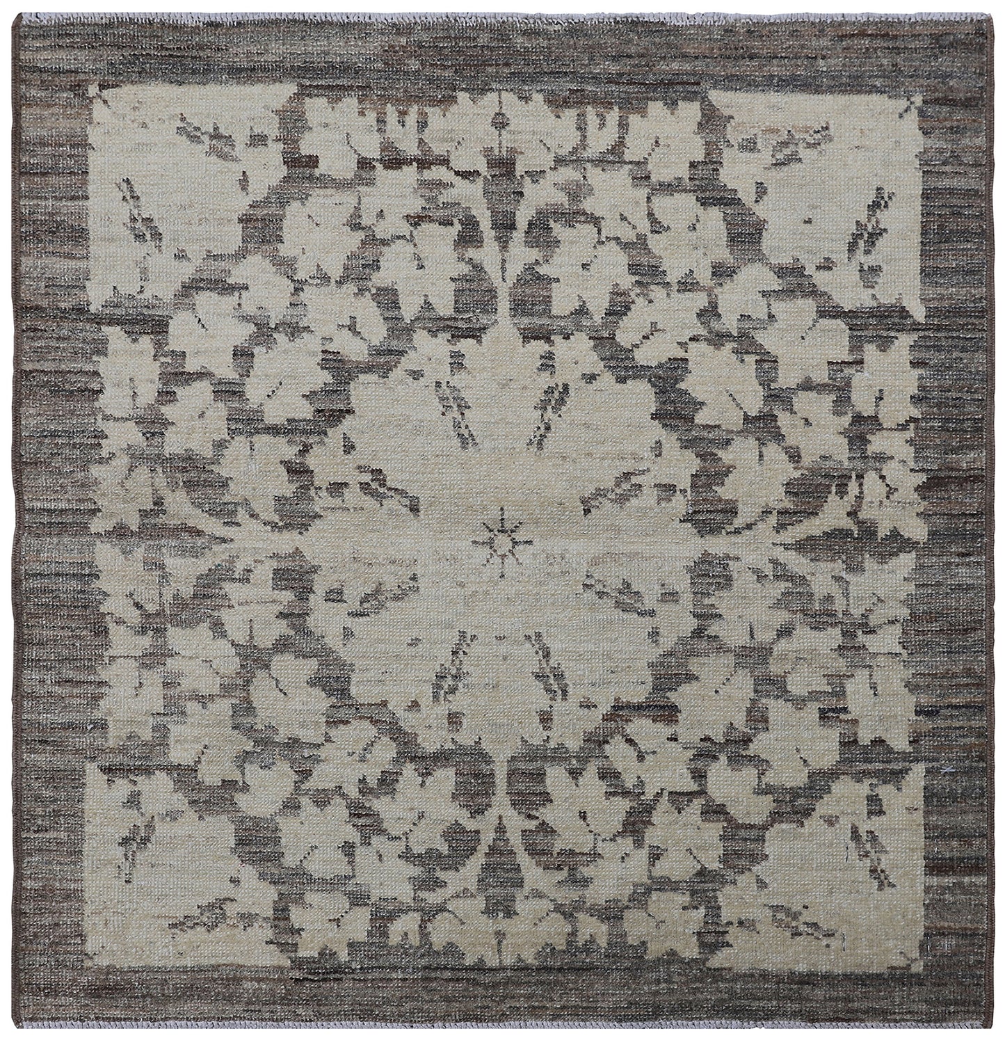 2'x2' Ariana Transitional Brown Ivory Floral Square Rug