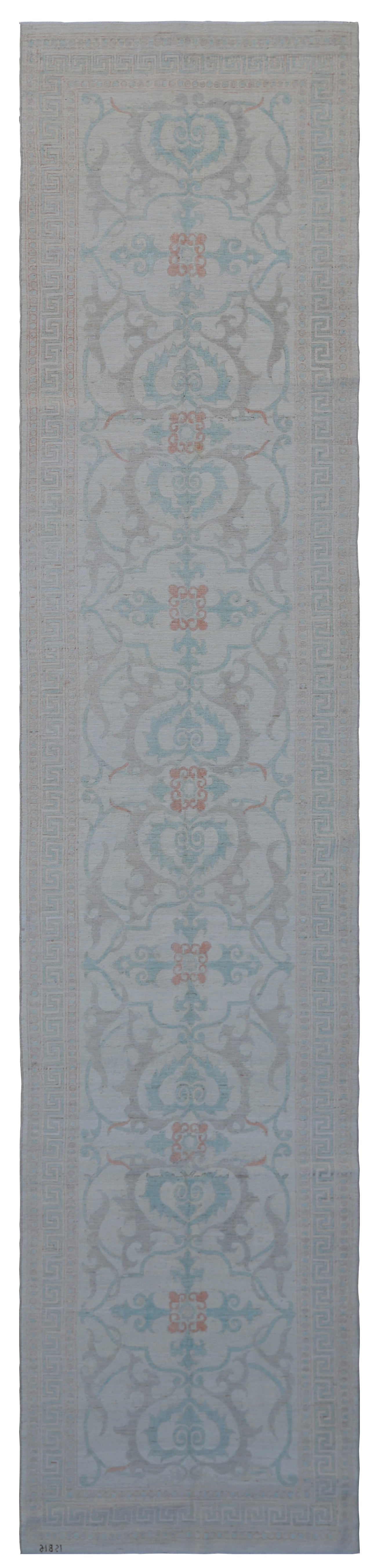 3'x13' Ariana Transitional Blue Ivory Copper Floral Runner Rug