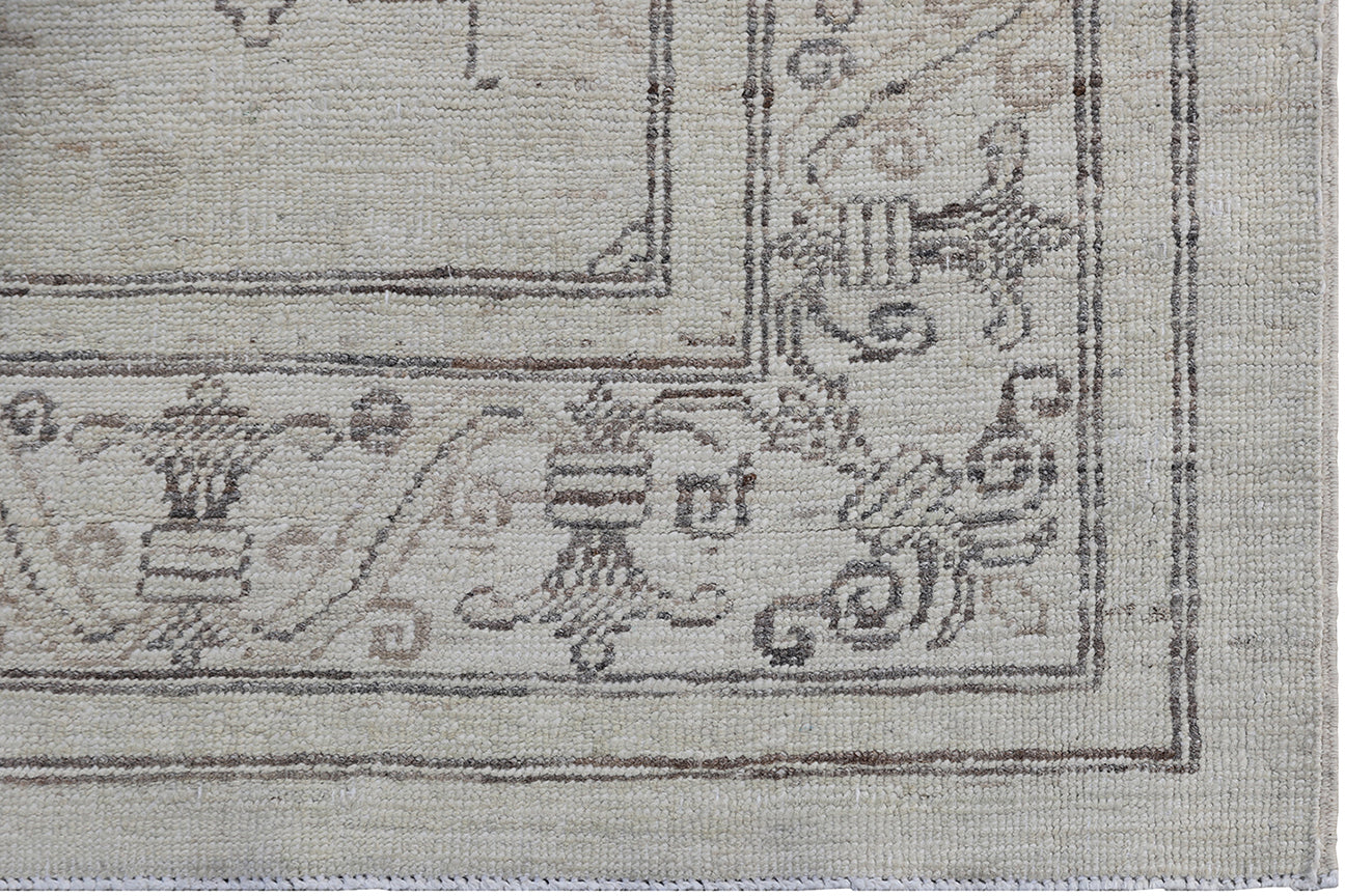 3'x11' Ariana Agra Design Ivory Brown Runner Rug