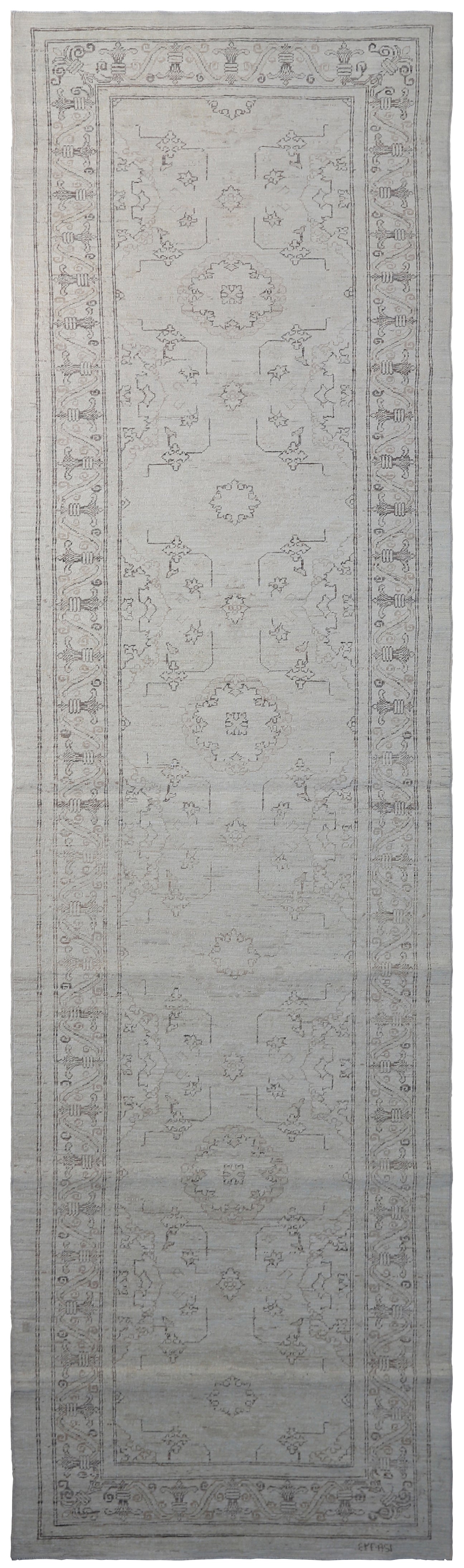 3'x11' Ariana Agra Design Ivory Brown Runner Rug