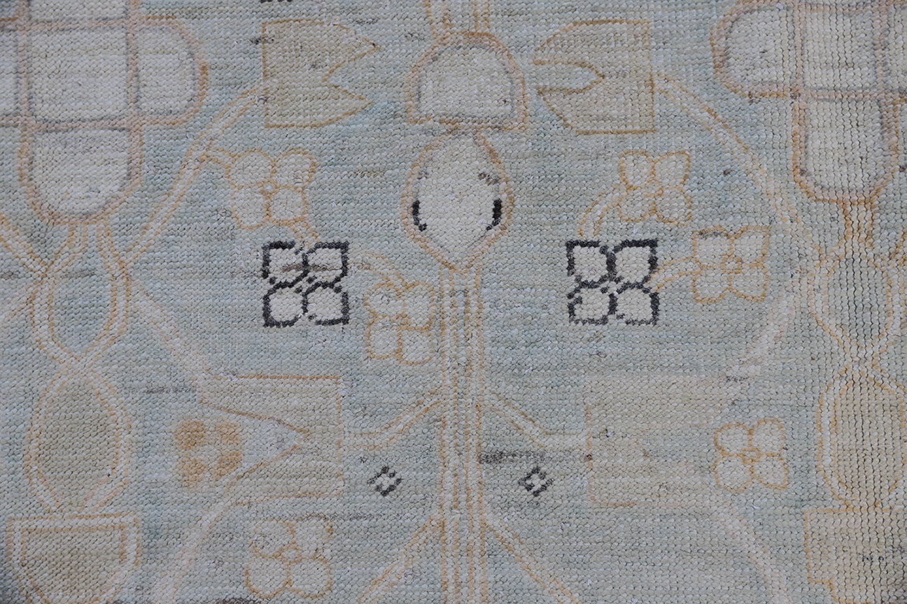 4'x6' Ariana Bakhshayesh Design Soft Blue Grey Border Rug