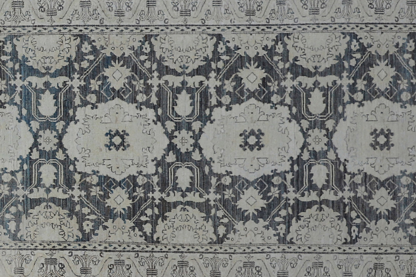 4' x 16' Ariana Handmade Agra Design Grey Blue Ivory Runner