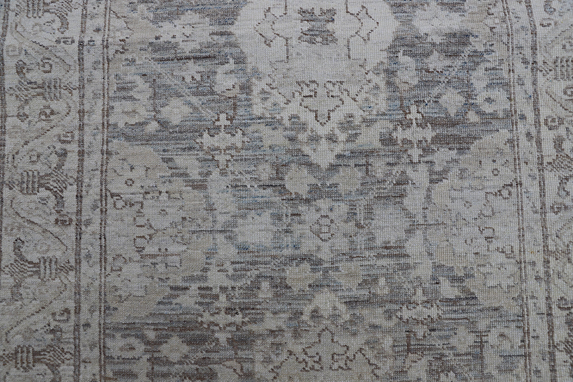 3'x16 Ariana Agra design Blue Brown Grey Runner Rug