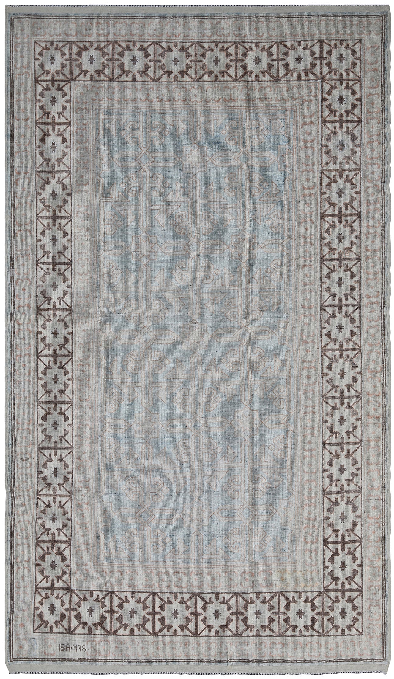 4'x7' Ariana Traditional Kazak Blue Brown Ivory Border Rug