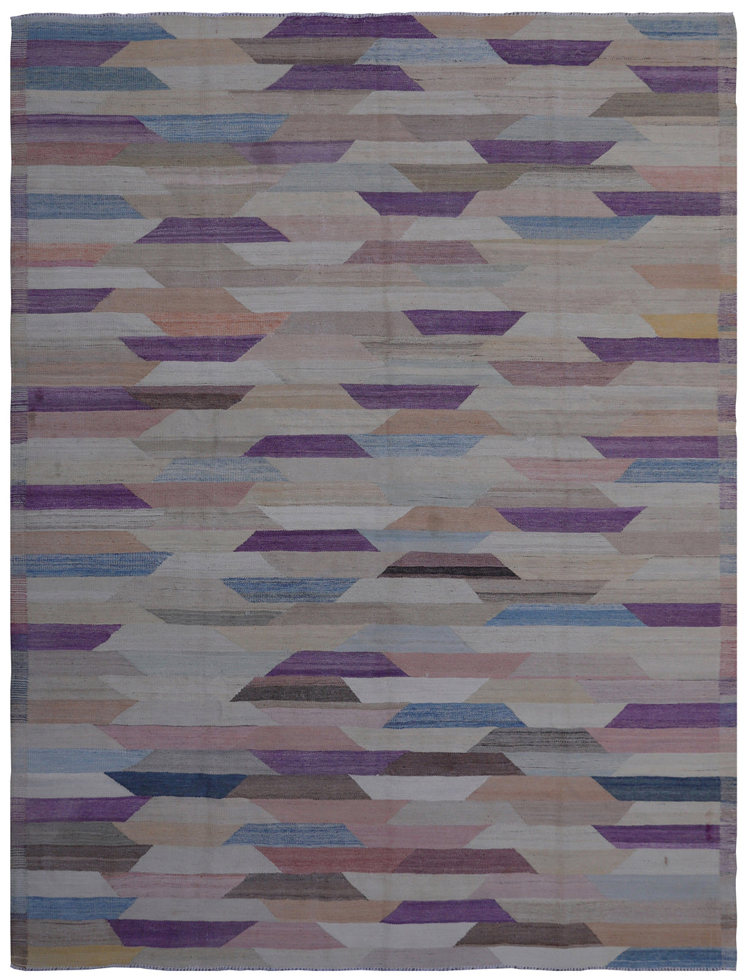 6'x9' Multicolor Blue and Purple Geometric Trapezoid Ariana Kilim Rug