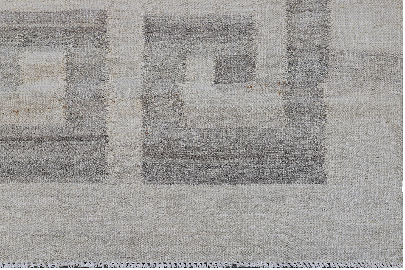 13'x20' Geometric Ivory and Grey Ariana Kilim Wool Area Rug
