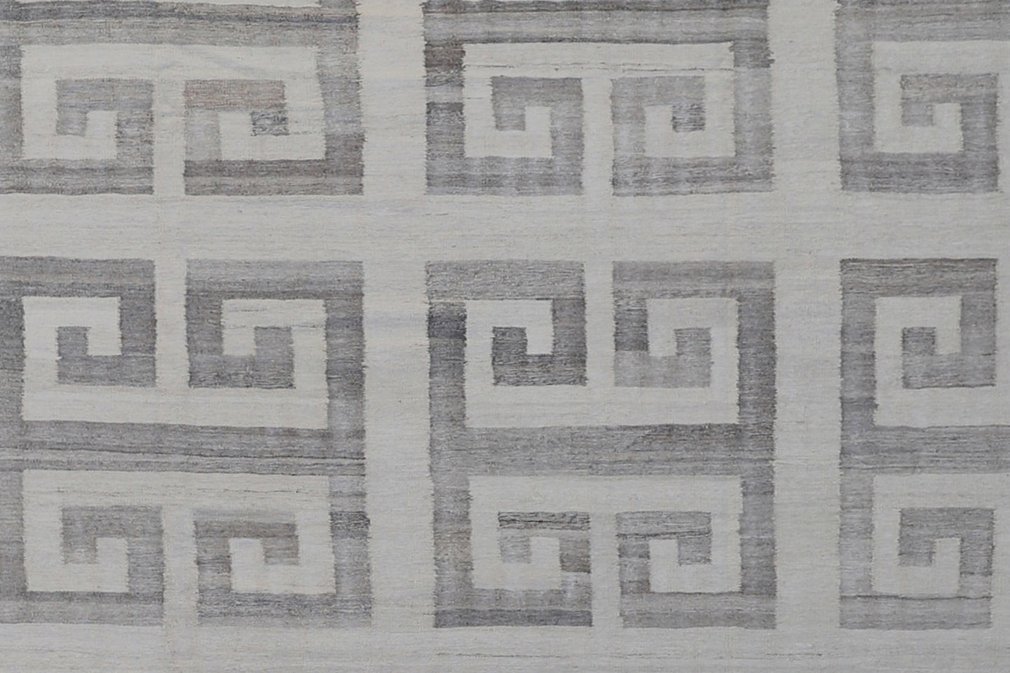13'x20' Geometric Ivory and Grey Ariana Kilim Wool Area Rug