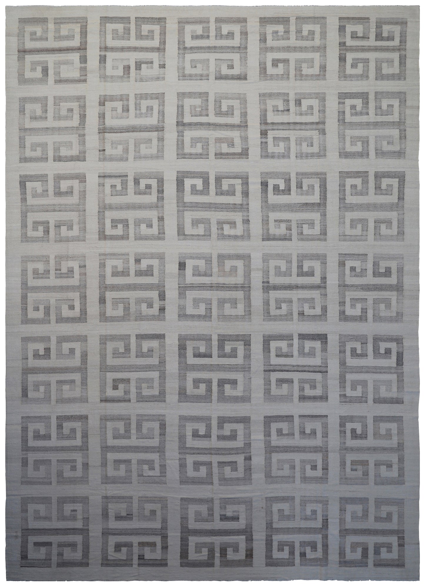 13'x20' Geometric Ivory and Grey Ariana Kilim Wool Area Rug