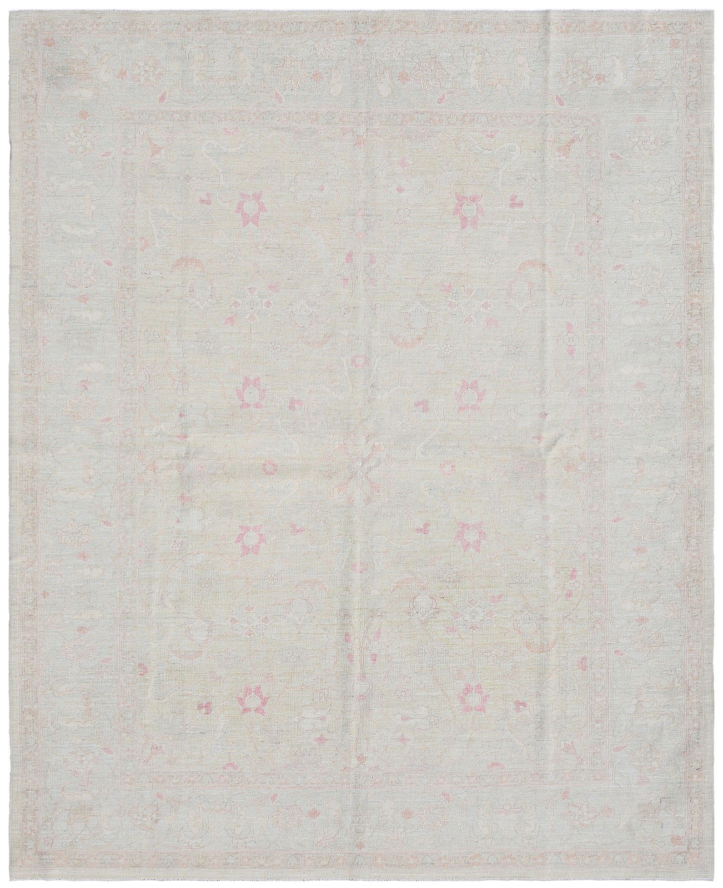 5'x7' Ariana Fine Floral Light Ivory Pink Pastel Blue Silk Highlight Rug