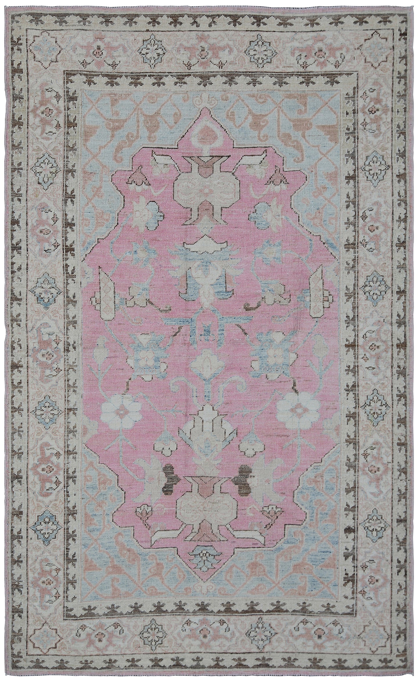 4'x6' Ariana Caucasian Pink Ivory Hazara Rug