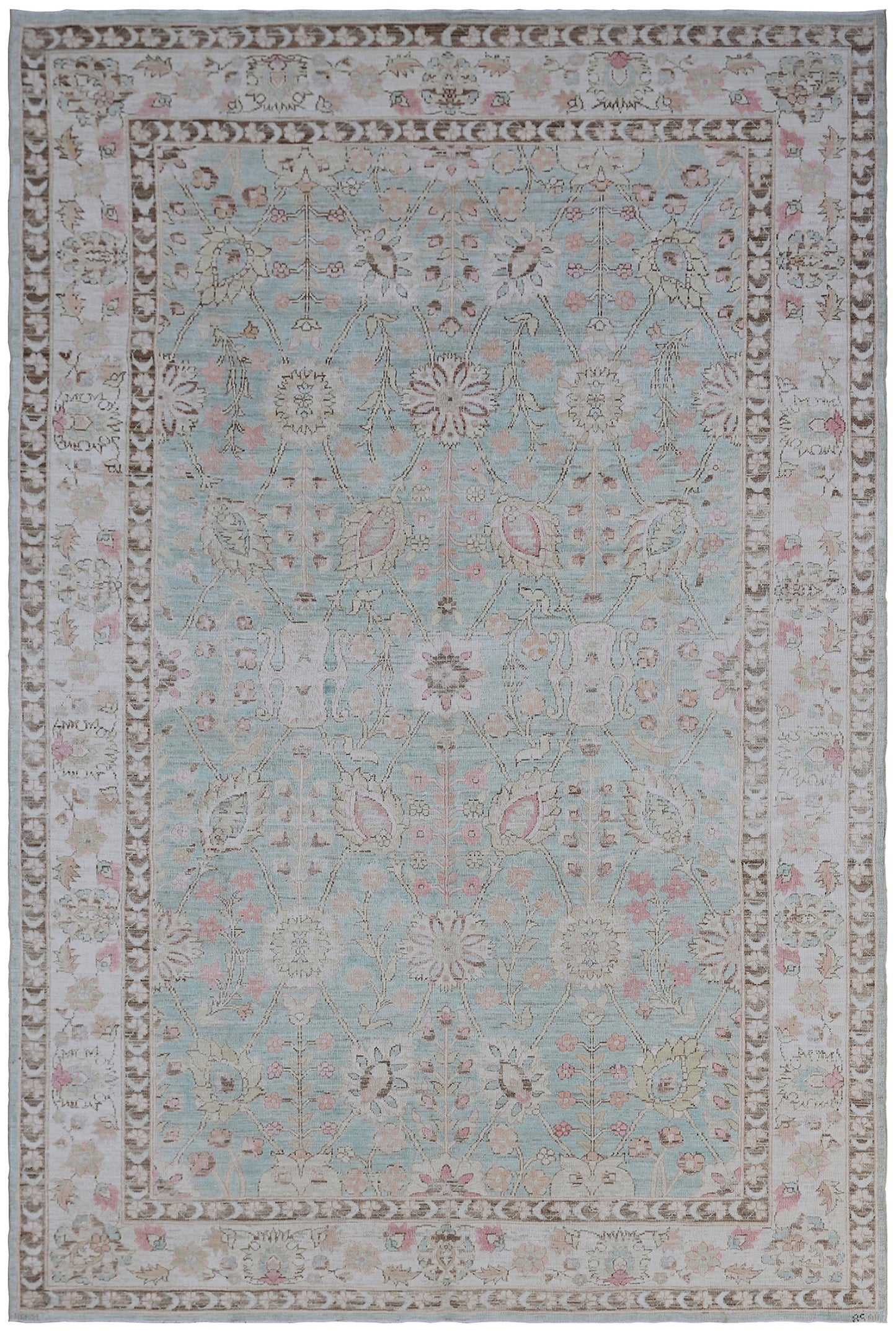 6'x9' Ariana Traditional Design Blue Pink Ivory Brown Floral Rug