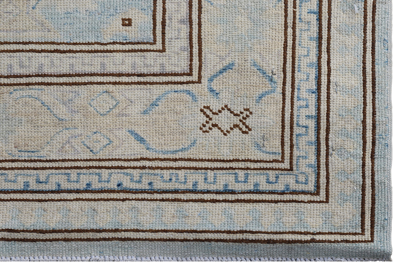 3'x8' Ariana Kazak Design Blue Ivory Hazara Rug