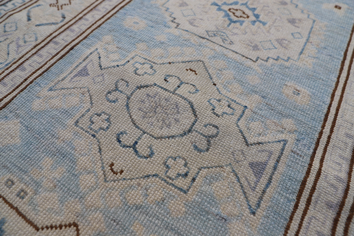 3'x8' Ariana Kazak Design Blue Ivory Hazara Rug