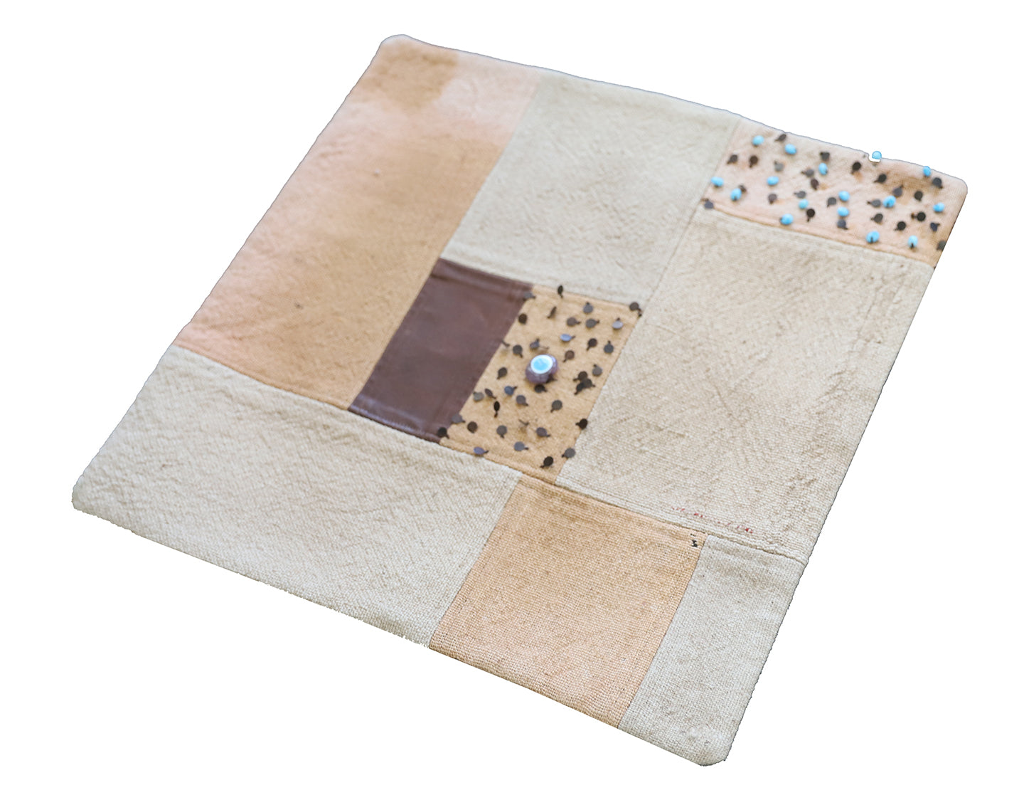 20"x21" Cream and Tan Turkish Patchwork Pillowcase