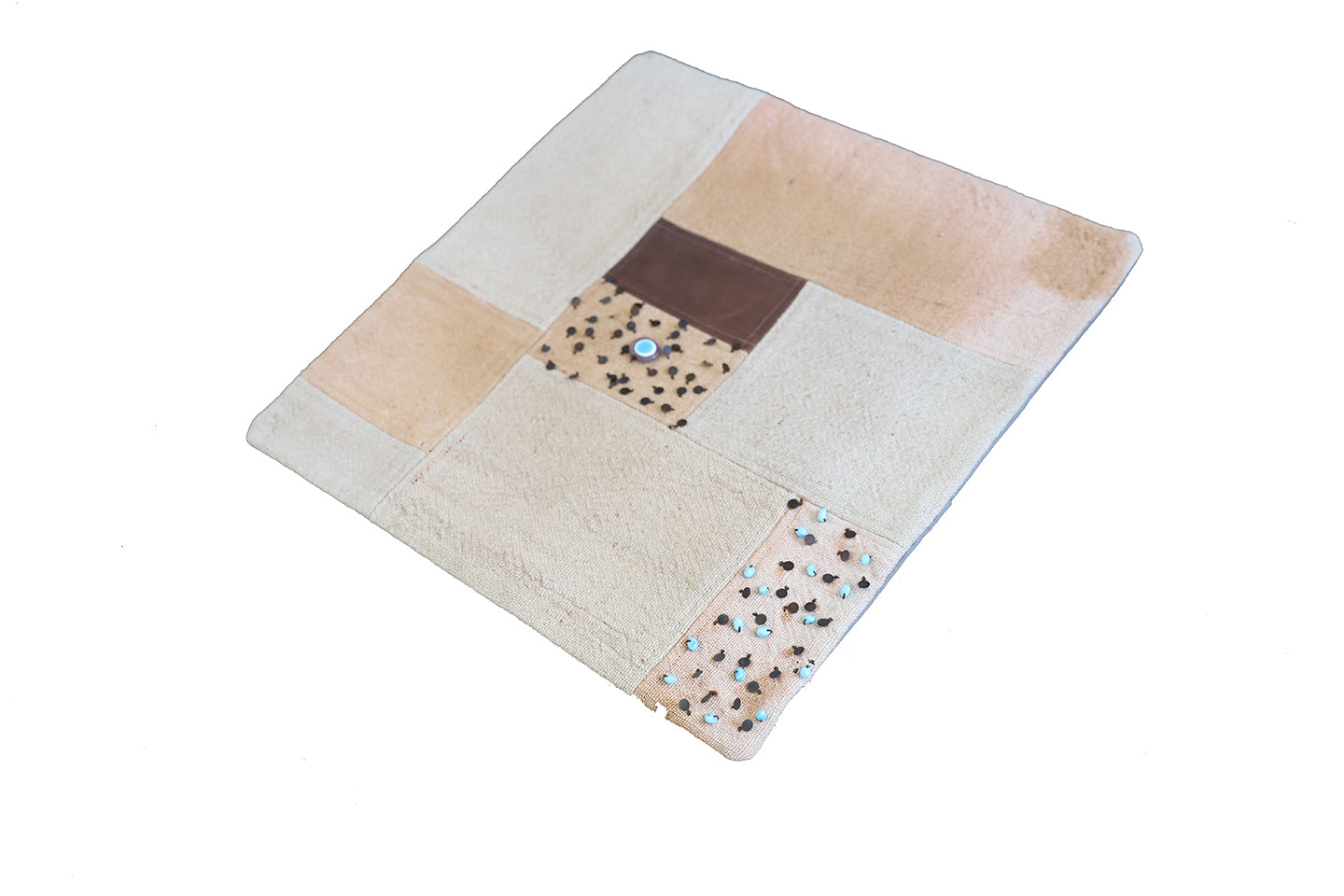 20"x21" Cream and Tan Turkish Patchwork Pillowcase
