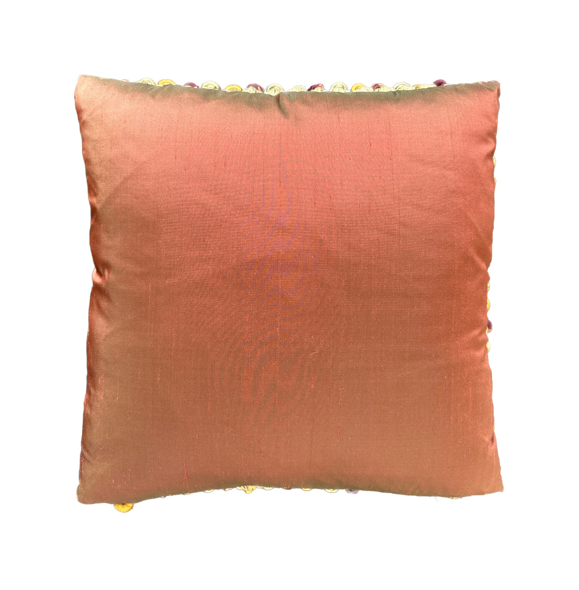 20" x 20" Cream and Red Floral Pictorial Aubusson PIllow
