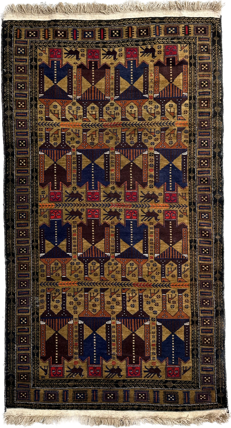 4x6 Afghan Baluch Tribal Pictural Rug