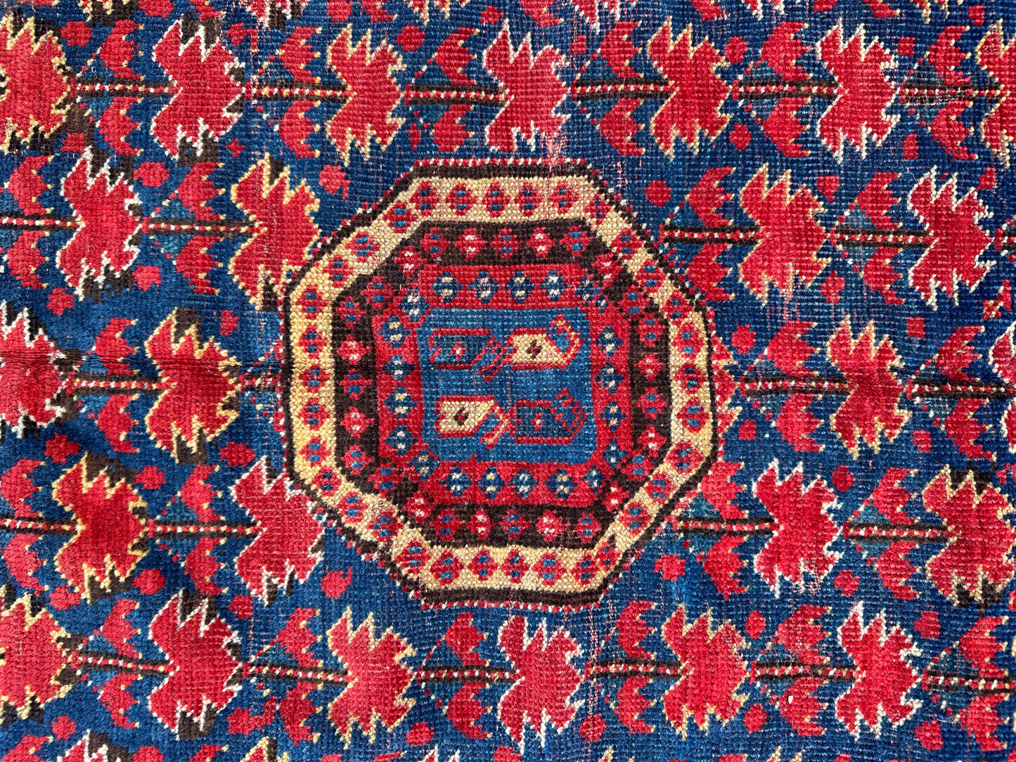 5'x9' Red and Blue Antique Collectable North Afghanistan Bashir Rug
