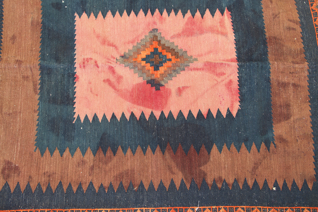 Square Wool Rug | Vintage Tribal Afshar Sofreh Kilim