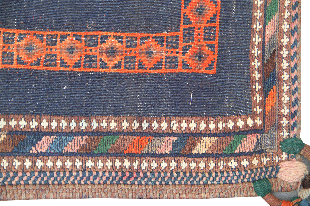 Square Wool Rug | Vintage Tribal Afshar Sofreh Kilim