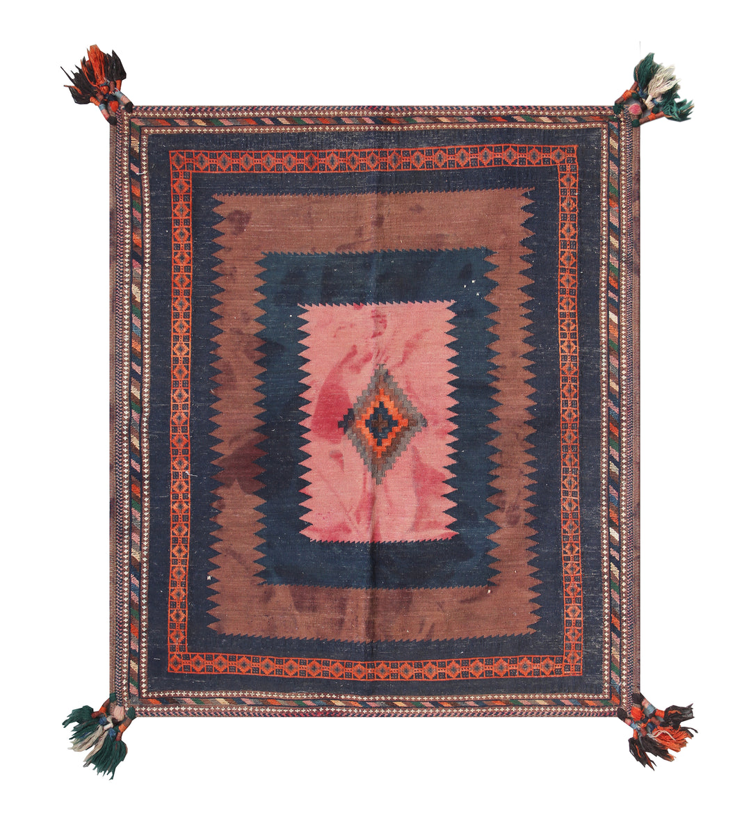 Square Wool Rug | Vintage Tribal Afshar Sofreh Kilim