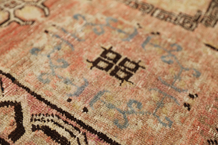 4'x8' Vintage Khotan Rug | Hand-Knotted Terracotta | Geometric Medallions