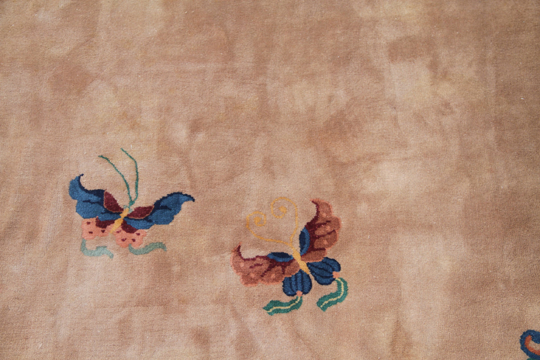 5'x8' Oval Brown Floral Chinese Art Deco Rug