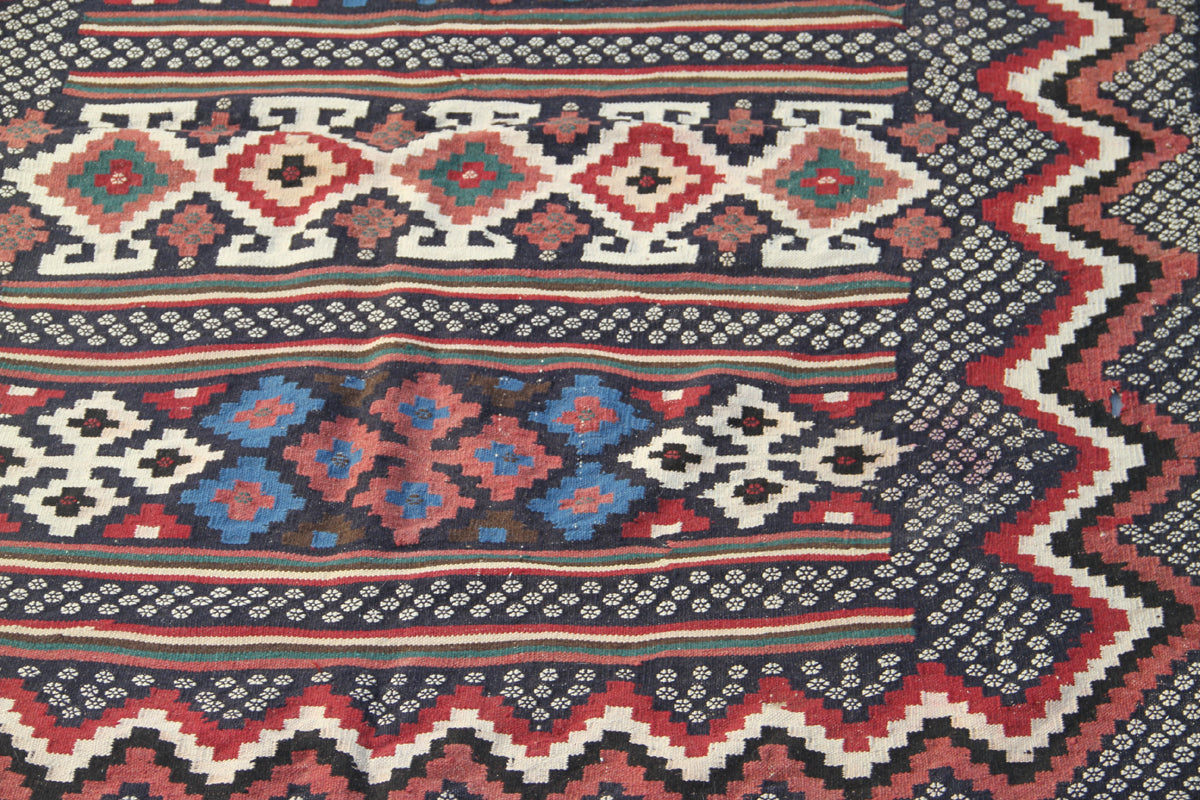 7.07 x 4.10 Persian Afshar Soumak Tribal Kilim
