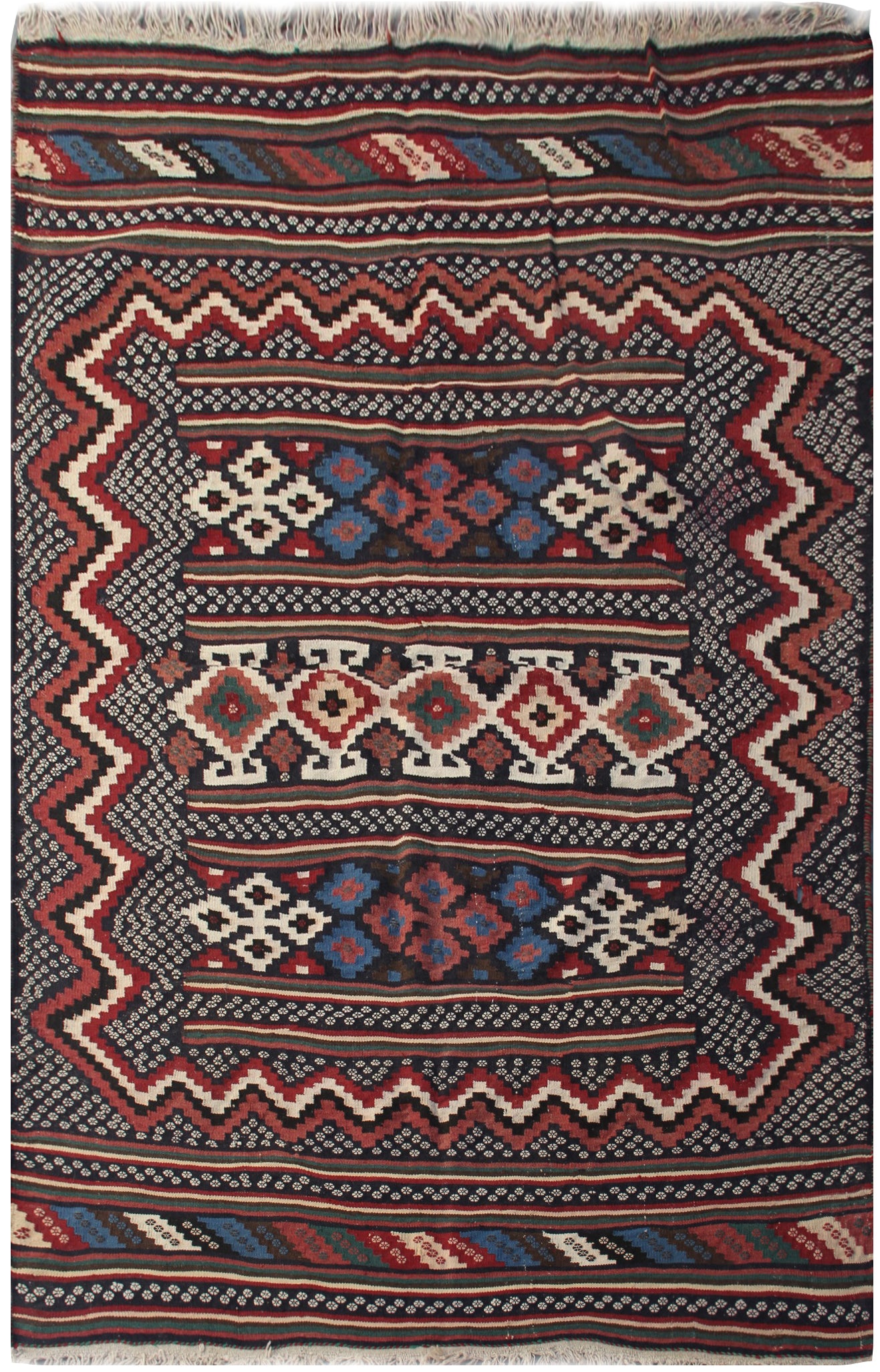 7.07 x 4.10 Persian Afshar Soumak Tribal Kilim