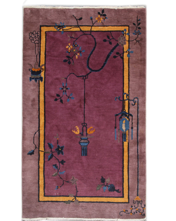 3x5 Antique and Semi Antique Chinese Art Deco Rug