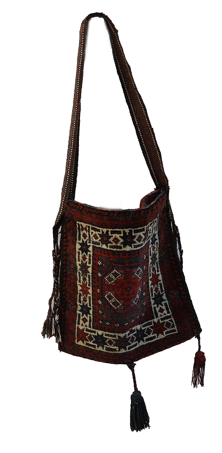 14"x14" Afghan Hand Knotted Piled Handbag