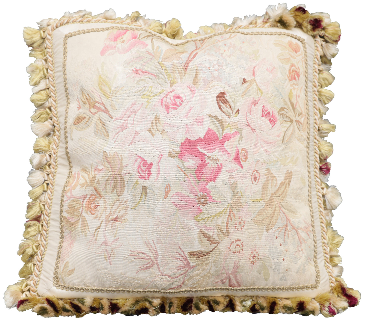 20"x20" Very Fine Quality Hand Woven Silk Aubusson Pillow