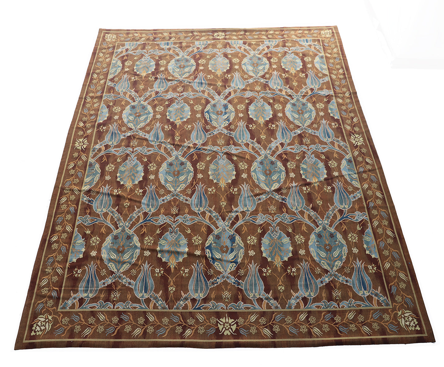 9'x11' Brown Blue Ottoman Design Ariana Kilim