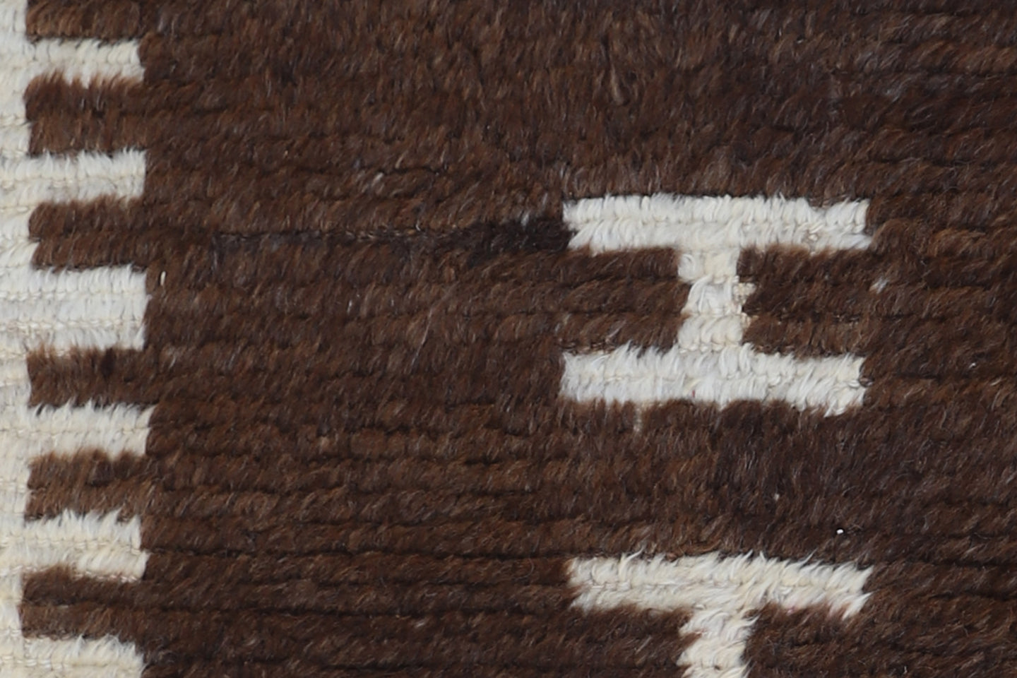 4'x5' Ivory and Brown Vintage Geometric Tribal Turkish Wool Tulu Area Rug