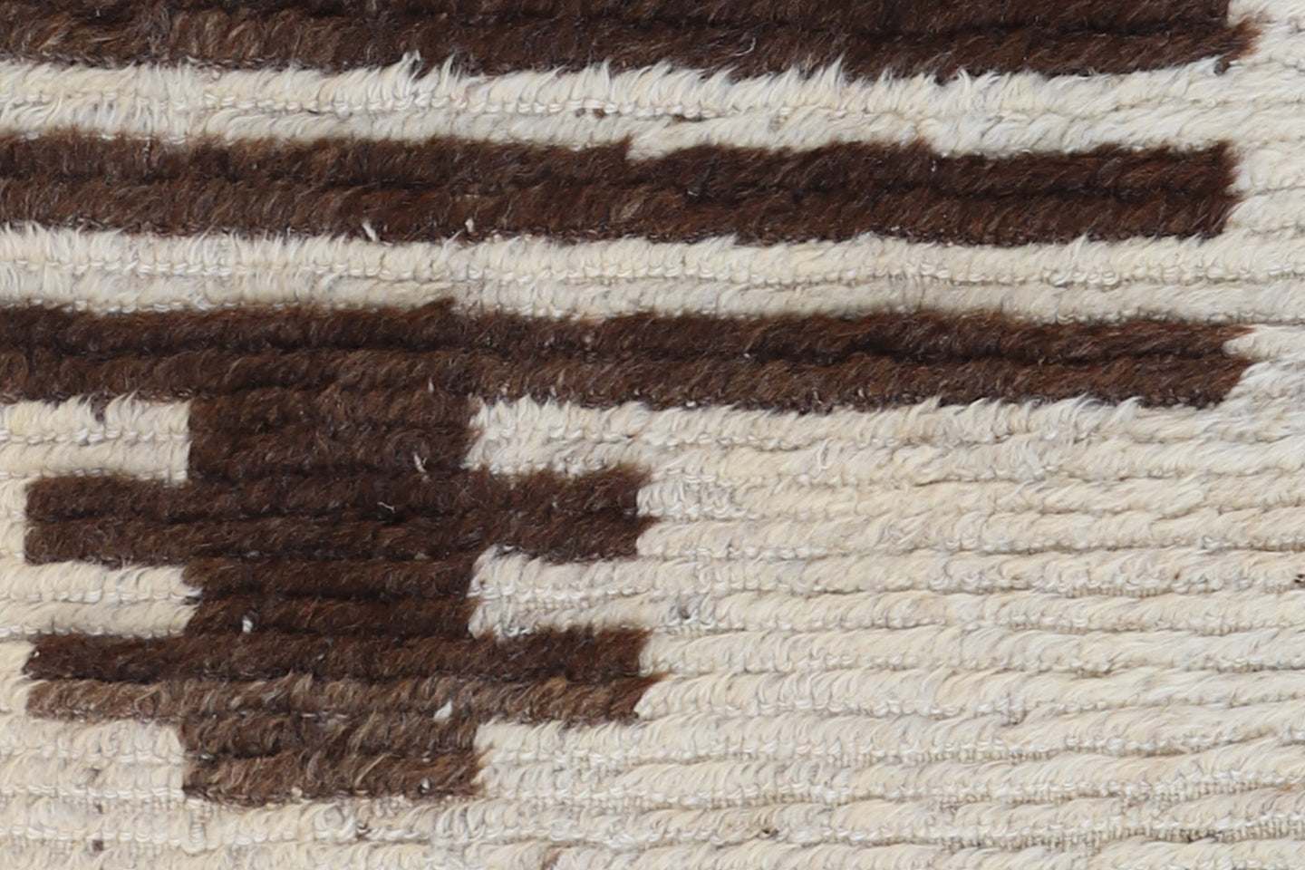 4'x5' Ivory and Brown Vintage Geometric Tribal Turkish Wool Tulu Area Rug