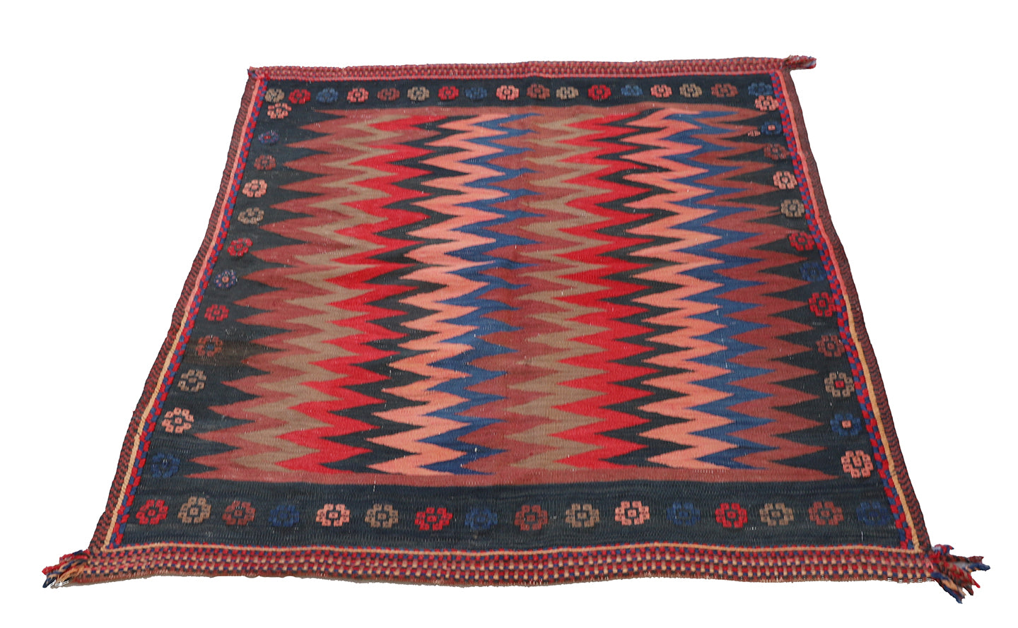 4'x4' Vintage Colorful Persian Afshar Sofreh Rug
