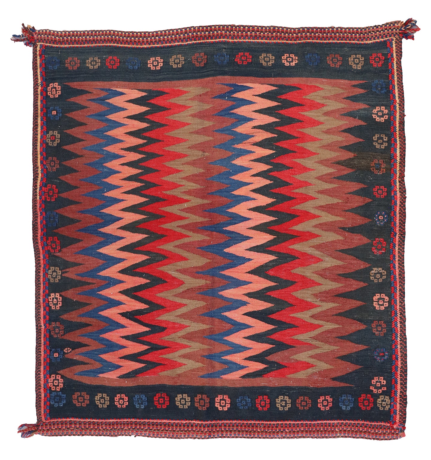 4'x4' Vintage Colorful Persian Afshar Sofreh Rug
