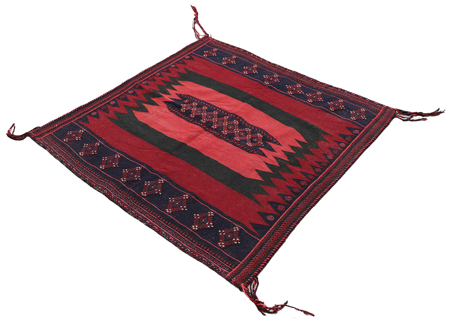 4'x4' Vintage Colorful Persian Afshar Sofreh Rug