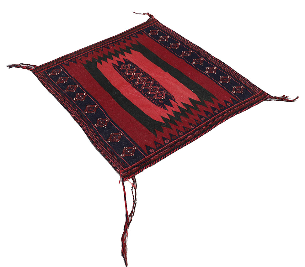 4'x4' Vintage Colorful Persian Afshar Sofreh Rug