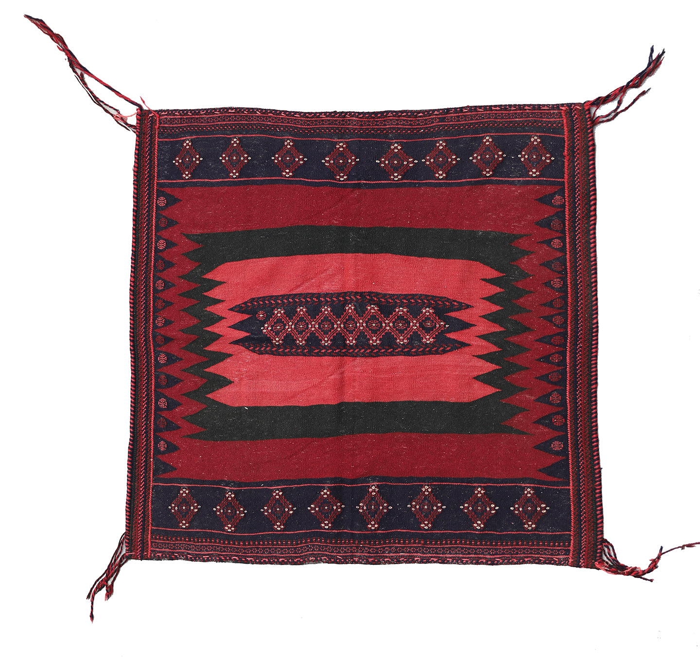 4'x4' Vintage Colorful Persian Afshar Sofreh Rug